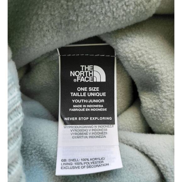 NWT The North Face Chevron Pom Beanie Youth Hat Fleece Lined Jadeite Green - Picture 3 of 6